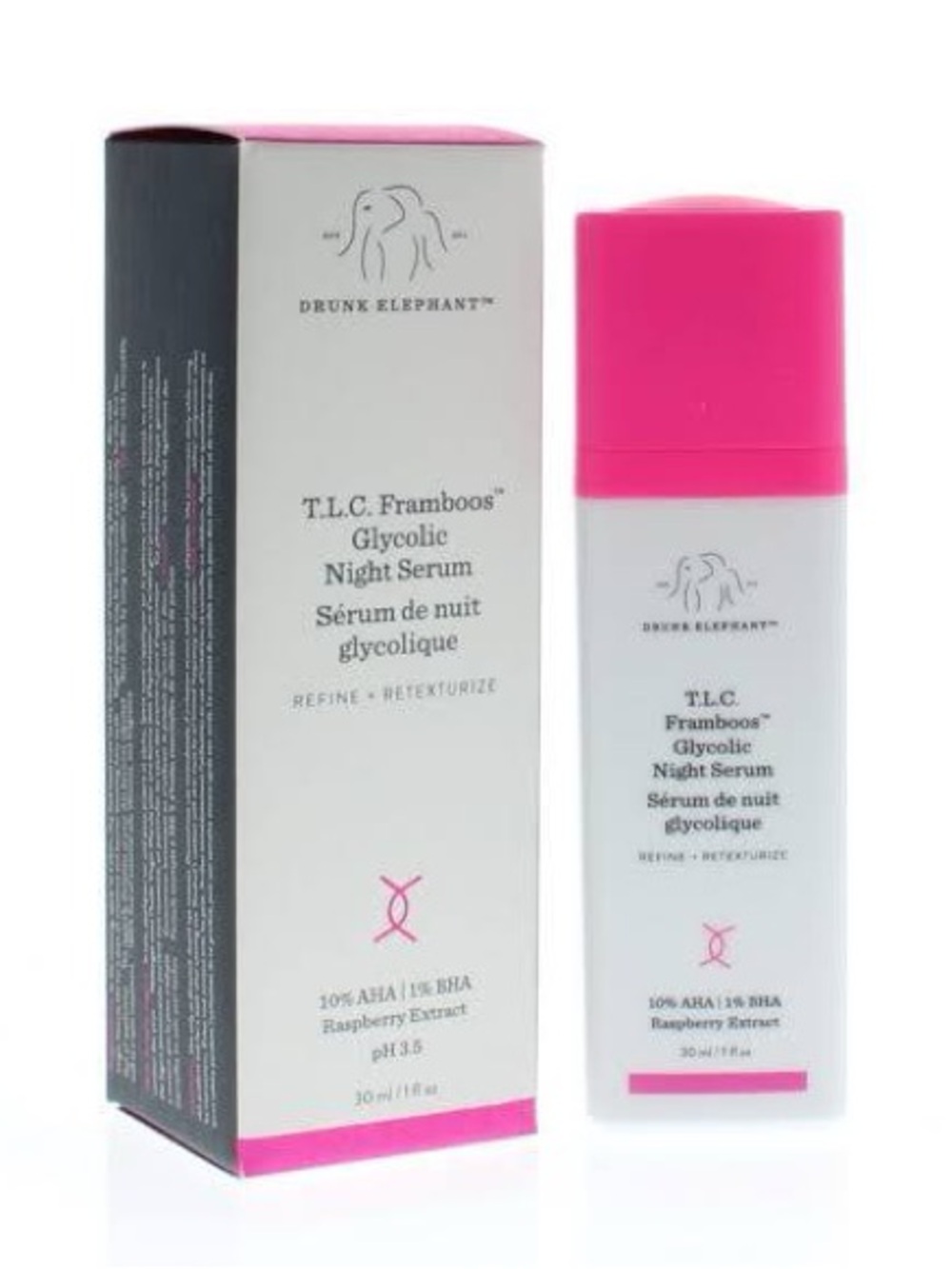 Drunk Elephant T.L.C. Framboos Glycolic Resurfacing Night Serum, NIB